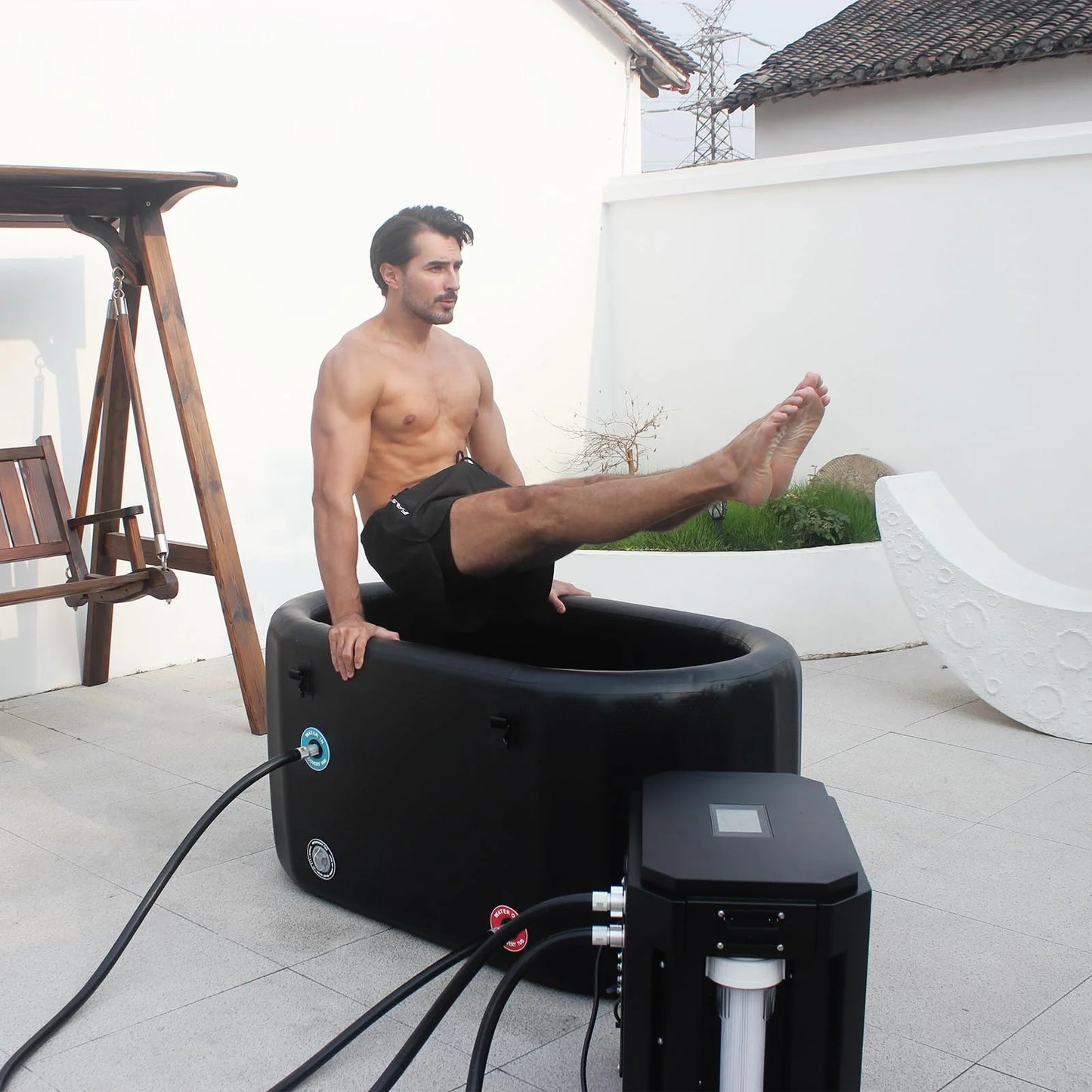 Ice Bath Tub with Water Chiller Compatibility- XL Cold Plunge Tub for Athletes - Outdoor, Portable, Inflatable - Recovery PRO 77" X 28"X 28"