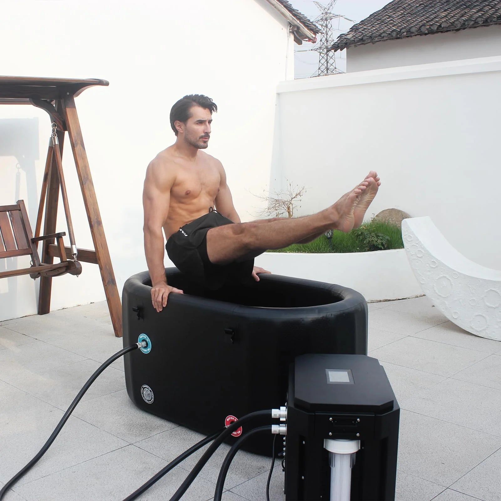 Ice Bath Tub with Water Chiller Compatibility- XL Cold Plunge Tub for Athletes - Outdoor, Portable, Inflatable - Recovery PRO 77" X 28"X 28"