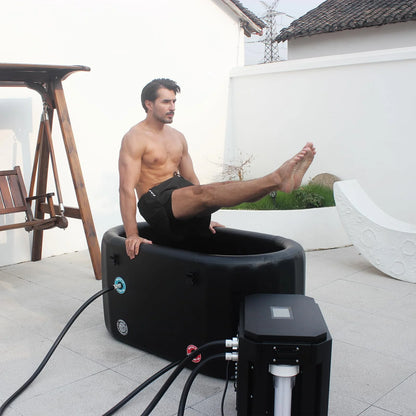 Ice Bath Tub with Water Chiller Compatibility- XL Cold Plunge Tub for Athletes - Outdoor, Portable, Inflatable - Recovery PRO 77" X 28"X 28"